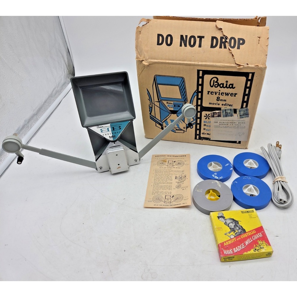 Vintage Baia 'Reviewer' 8mm Movie Film Editor & Viewer In Original Box Extras